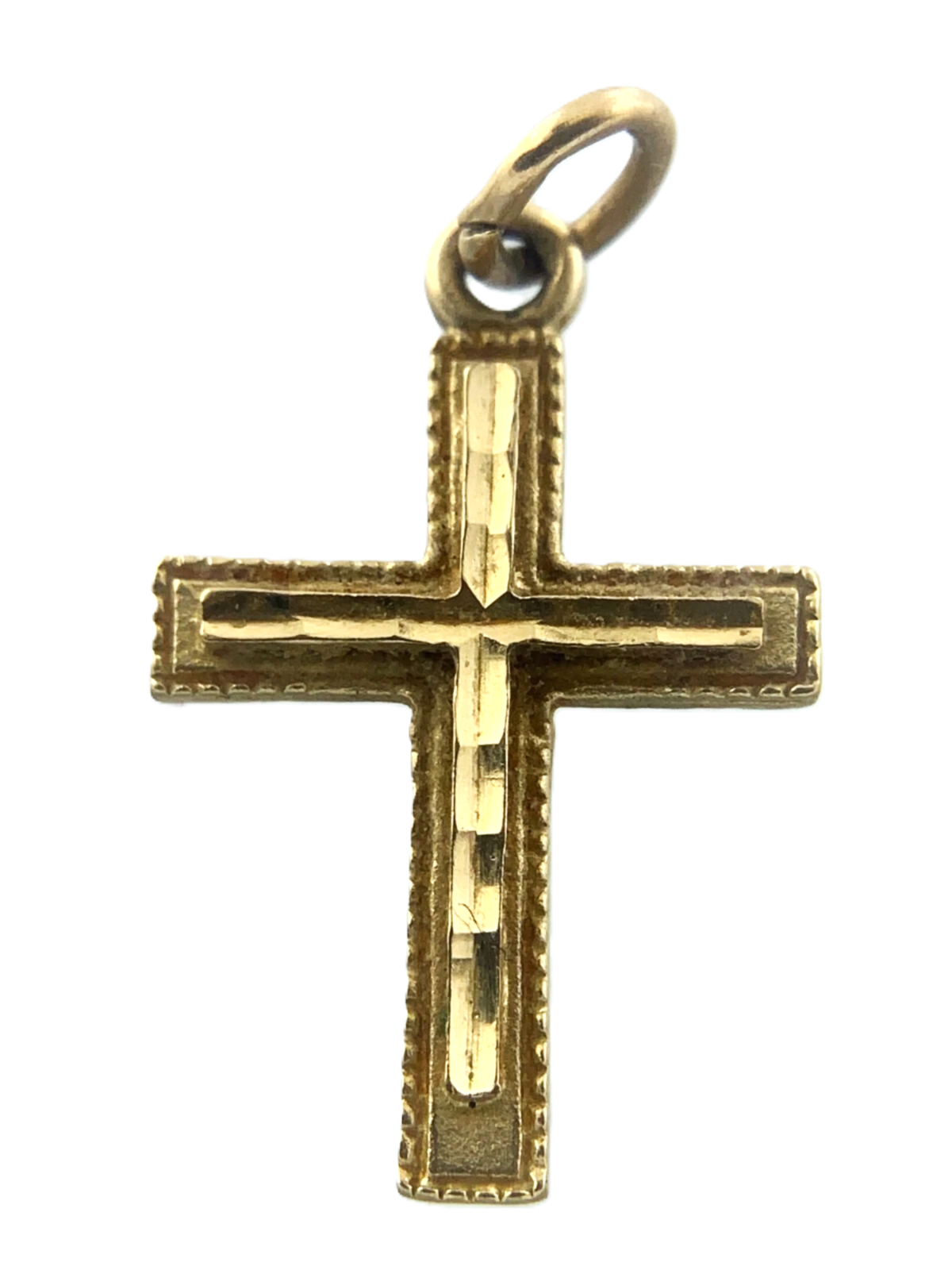 Beautiful Gold Cross Pendant 10K Gold Delicate Christian Religious Charm AU001