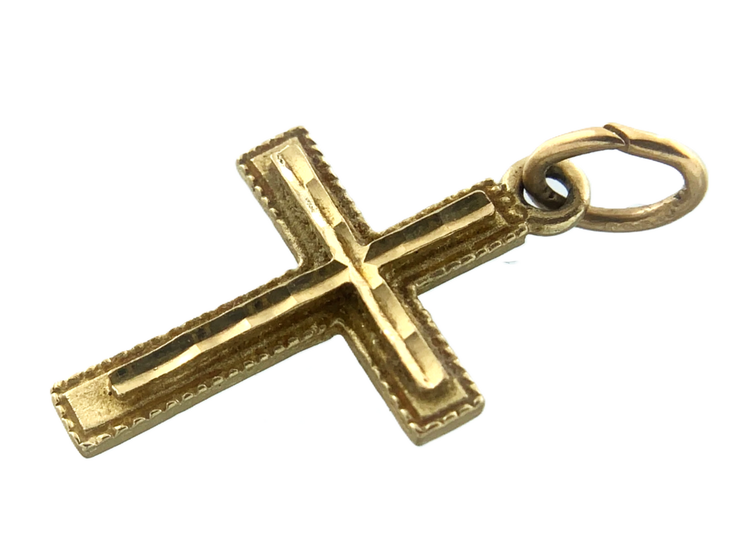 Beautiful Gold Cross Pendant 10K Gold Delicate Christian Religious Charm AU001