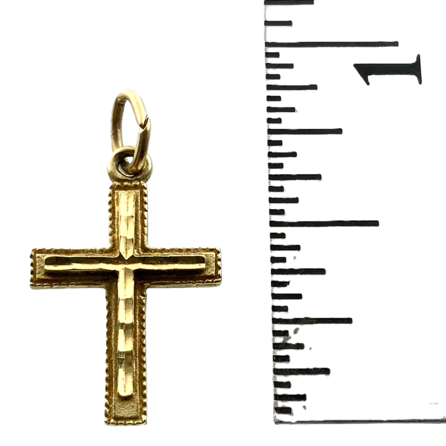 Beautiful Gold Cross Pendant 10K Gold Delicate Christian Religious Charm AU001