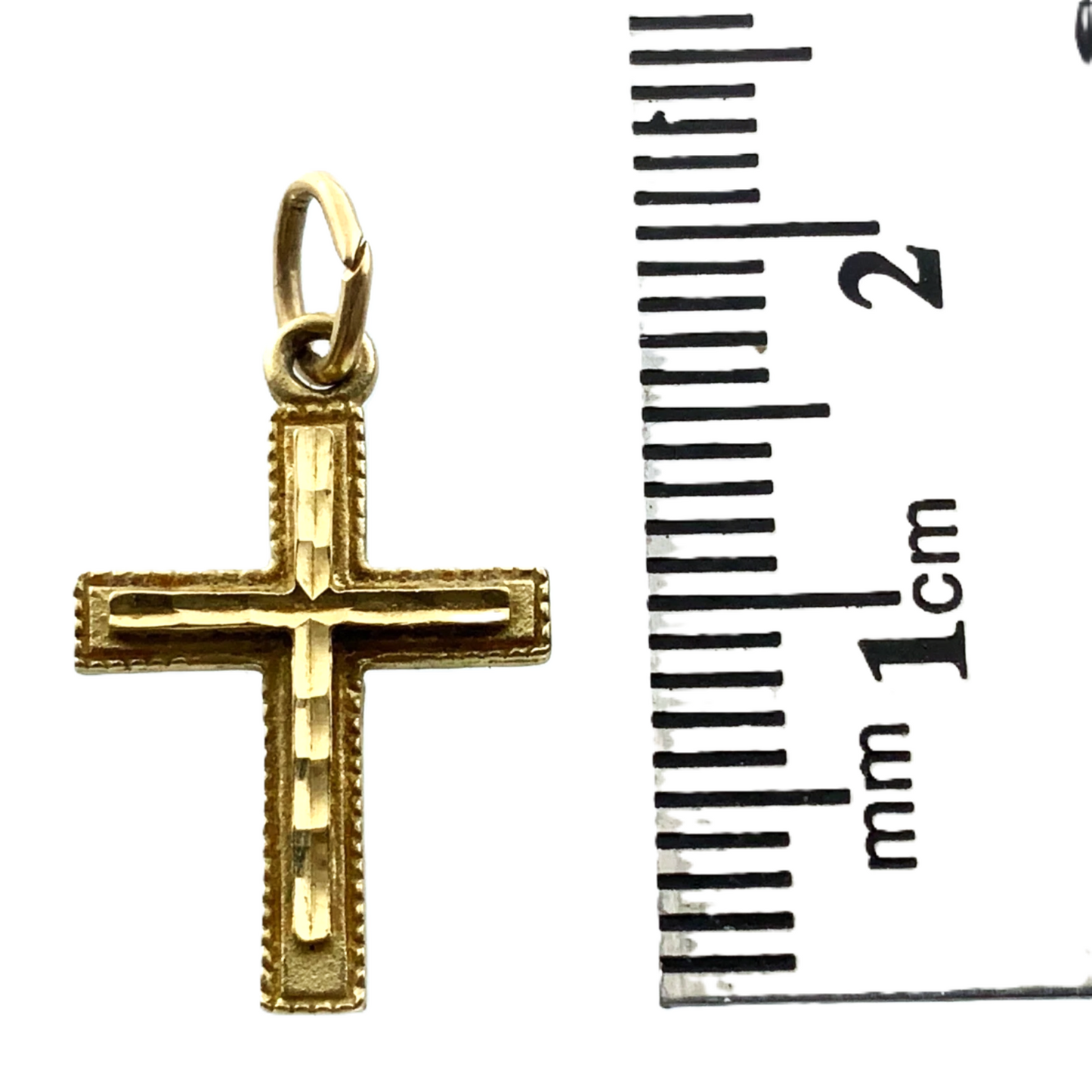 Beautiful Gold Cross Pendant 10K Gold Delicate Christian Religious Charm AU001