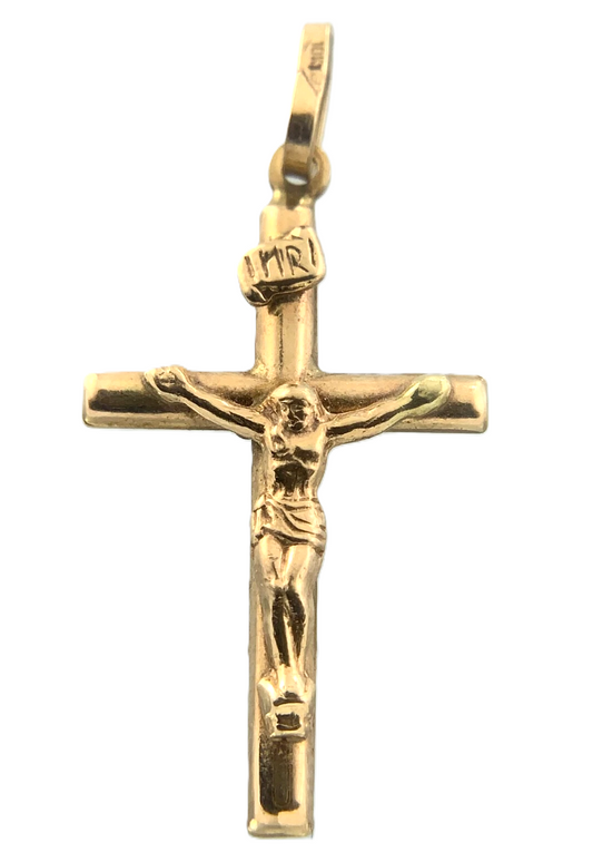 10K Crucifix Jesus On The Cross Pendant Gold Delicate Religious Charm AU002