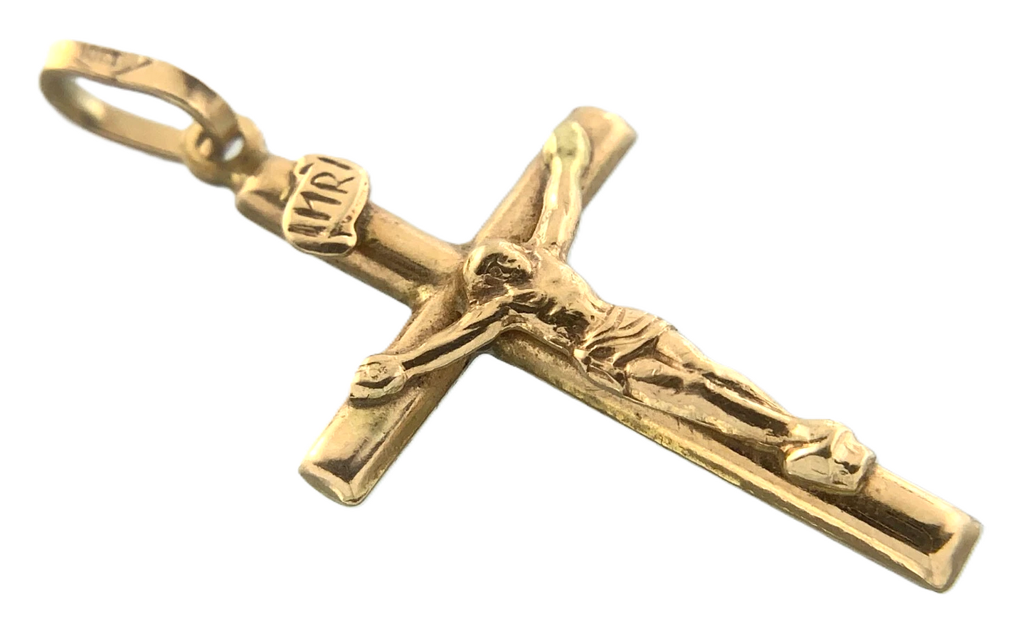 10K Crucifix Jesus On The Cross Pendant Gold Delicate Religious Charm AU002