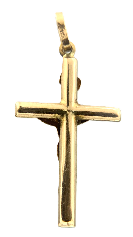 10K Crucifix Jesus On The Cross Pendant Gold Delicate Religious Charm AU002