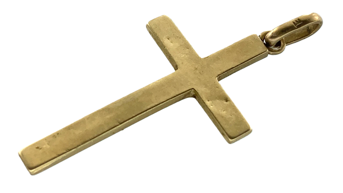 Lovely Cross Pendant 10K Gold Delicate Religious Charm AU004