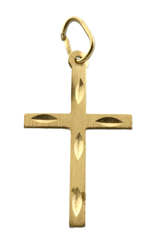 Lovely Cross Pendant 14K Gold Delicate Religious Charm AU005