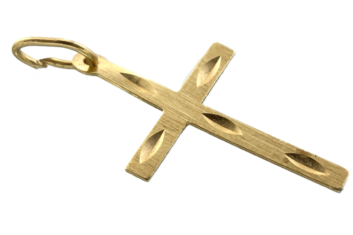 Lovely Cross Pendant 14K Gold Delicate Religious Charm AU005