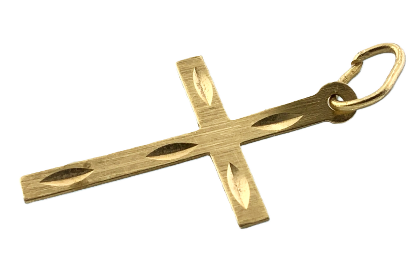 Lovely Cross Pendant 14K Gold Delicate Religious Charm AU005