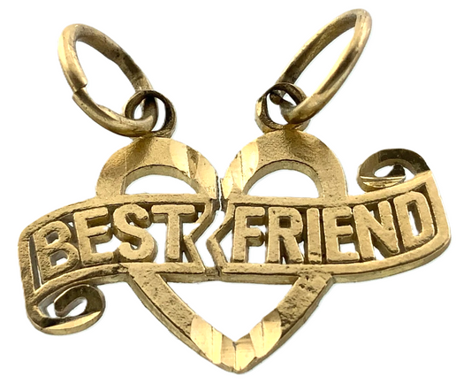 Best Friend Heart Pendant 10K Gold Lovely Charm AU012