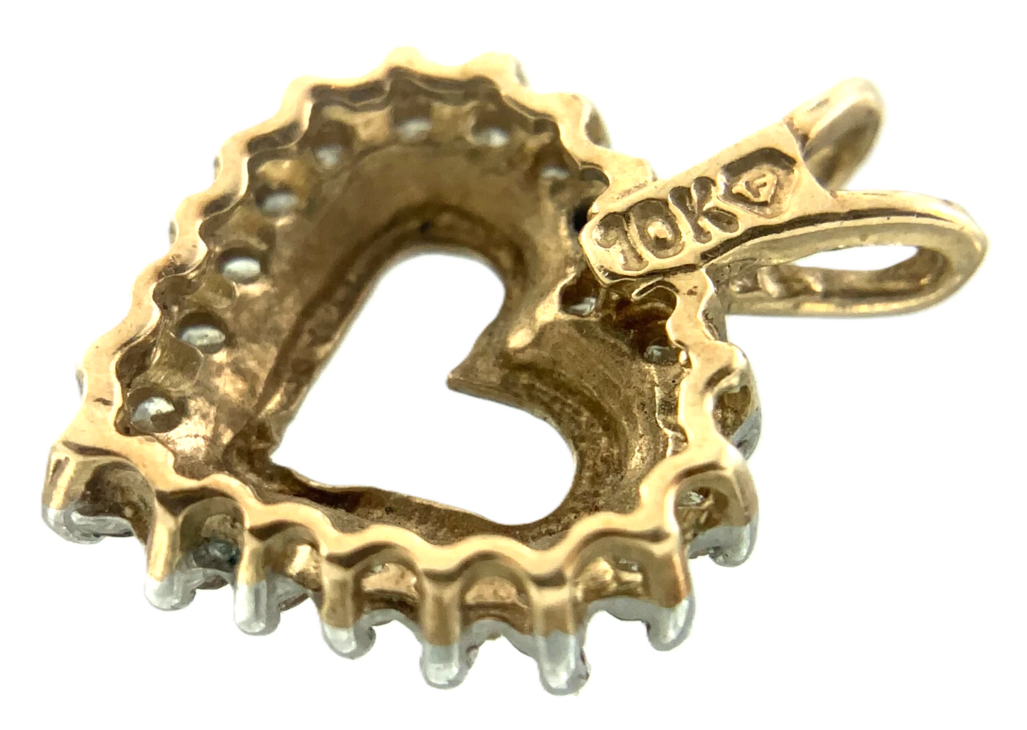 10K Yellow Gold Diamond Heart Pendant Lovely Charm AU015