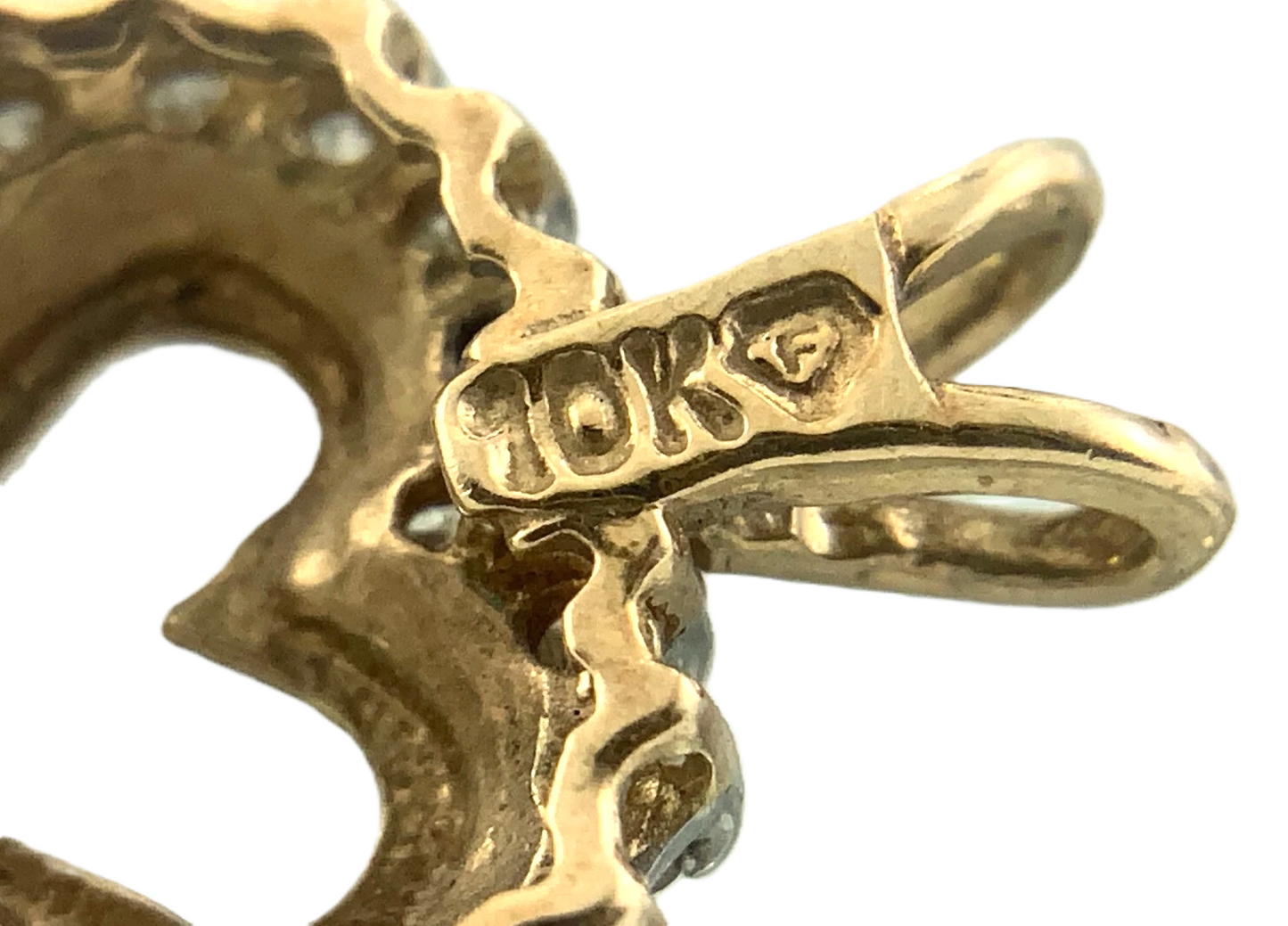 10K Yellow Gold Diamond Heart Pendant Lovely Charm AU015