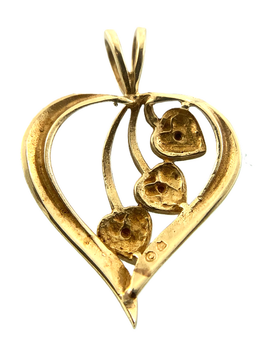 10K Yellow Gold Diamond Heart Pendant Beautiful Love Charm AU017