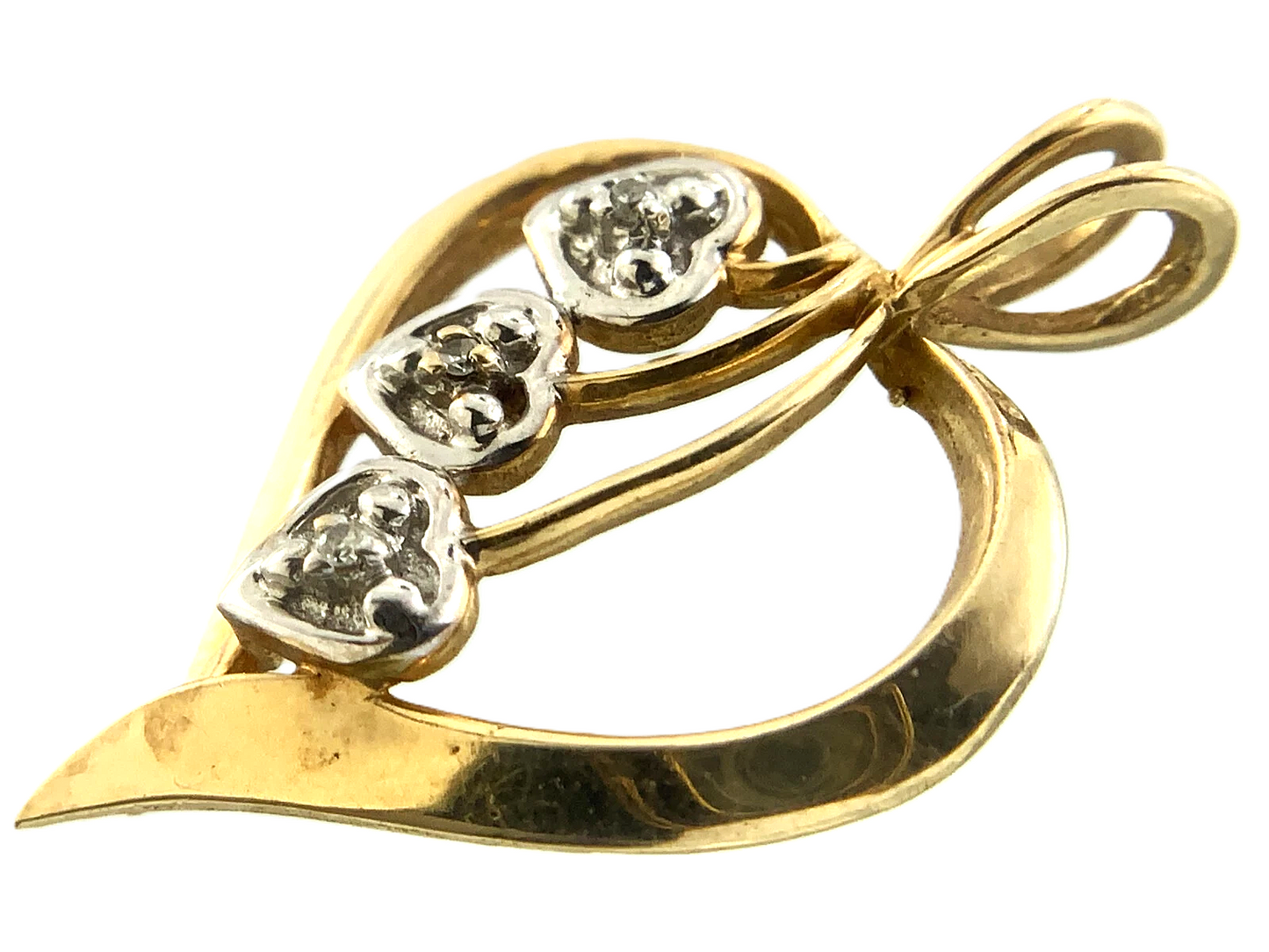 10K Yellow Gold Diamond Heart Pendant Beautiful Love Charm AU017