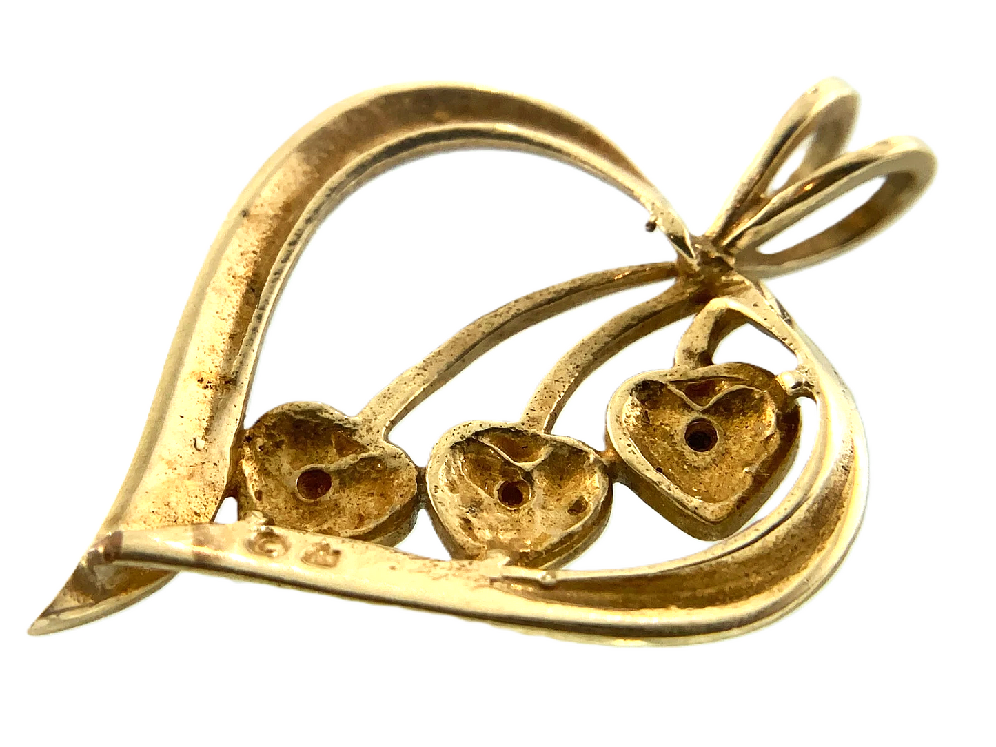 10K Yellow Gold Diamond Heart Pendant Beautiful Love Charm AU017