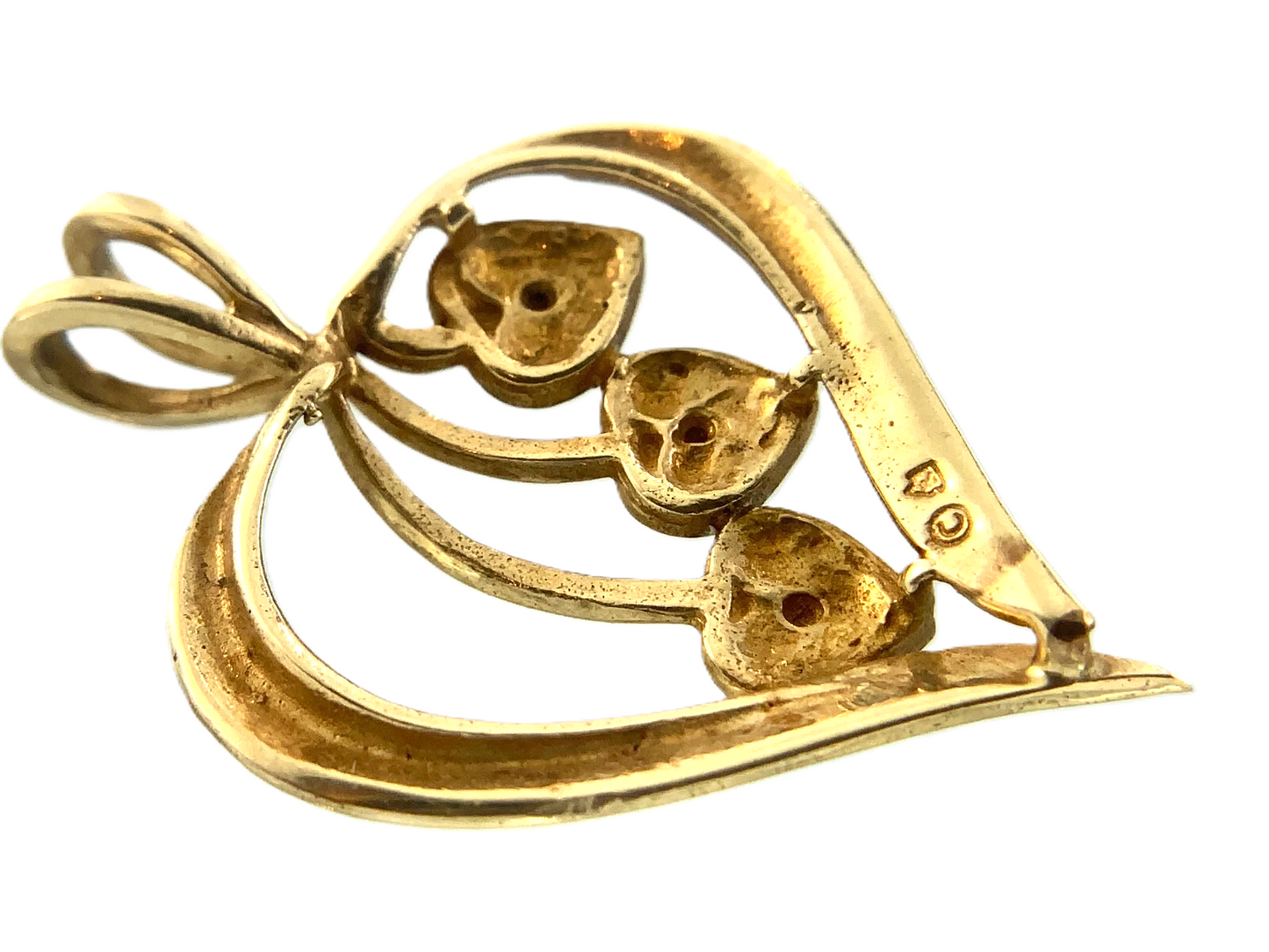 10K Yellow Gold Diamond Heart Pendant Beautiful Love Charm AU017