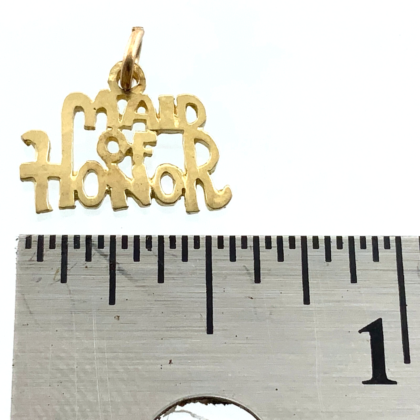 Maid of Honor Pendant 10K Yellow Gold Charm Wedding Gift AU028