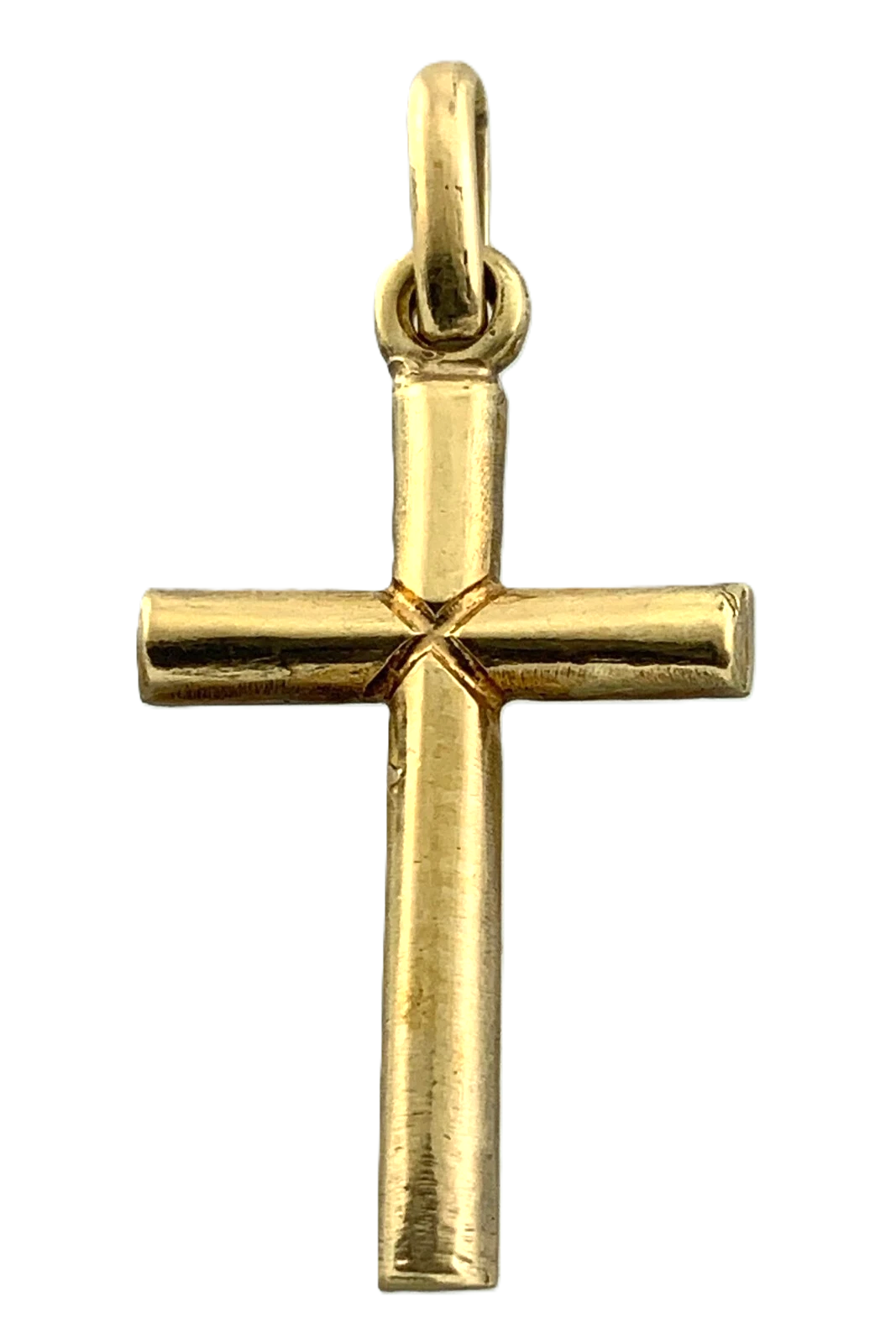 Cross Pendant 14K Yellow Gold Simple Religious Charm AU029