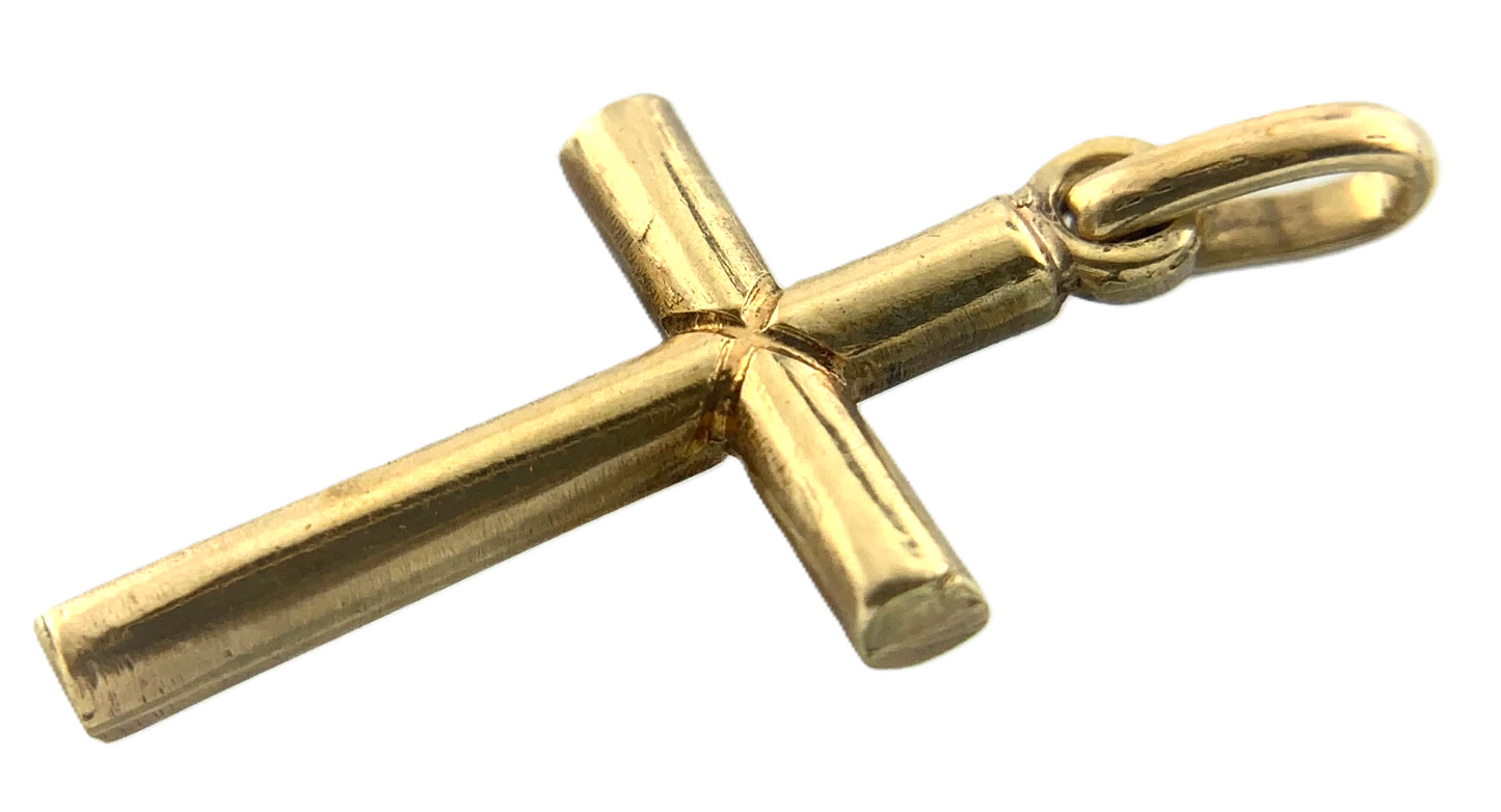 Cross Pendant 14K Yellow Gold Simple Religious Charm AU029