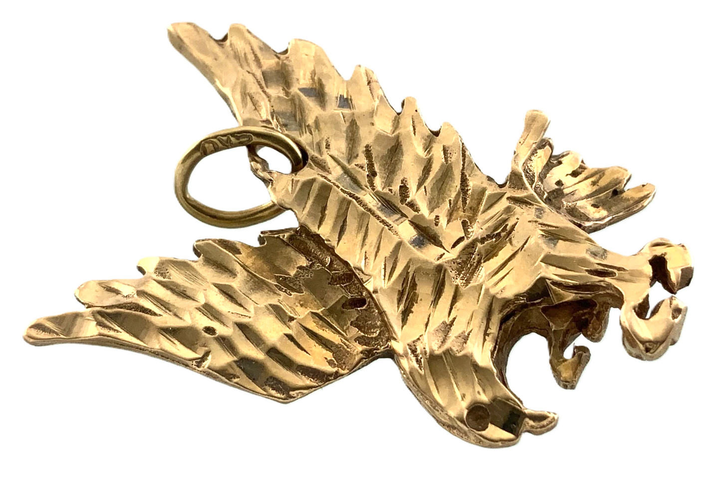 10K Yellow Gold Flying Eagle Pendant Charm AU030