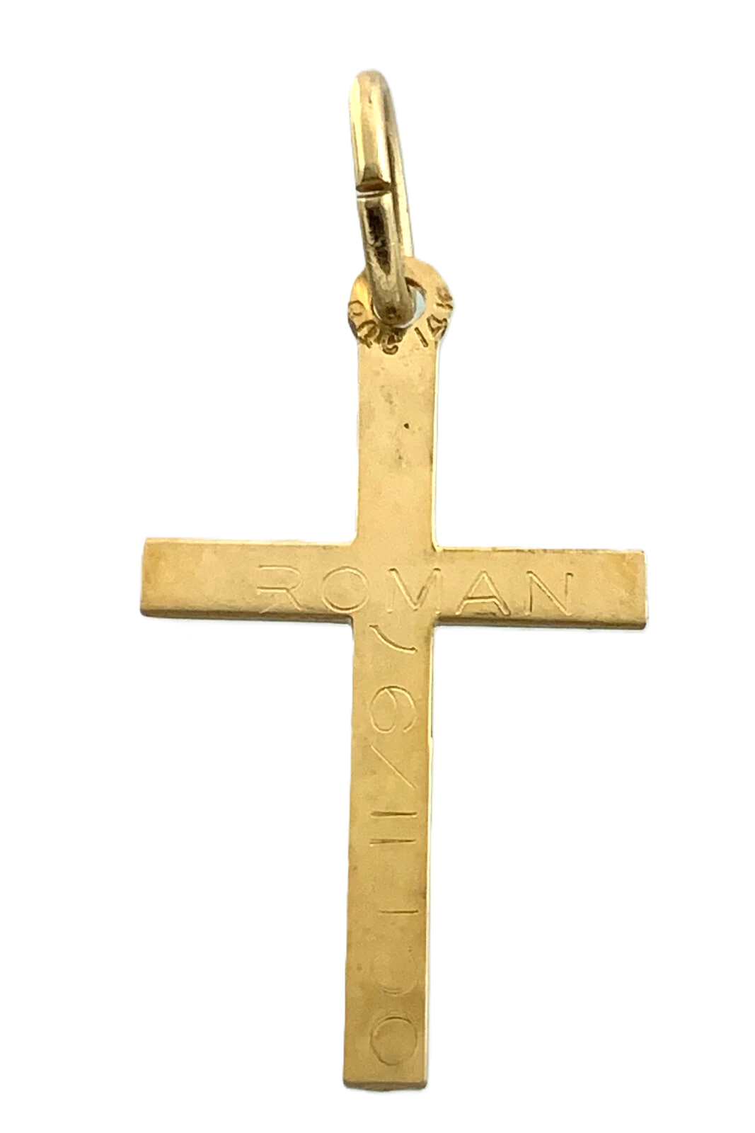 Cross Pendant 14K Yellow Gold Elegant Religious Charm AU031