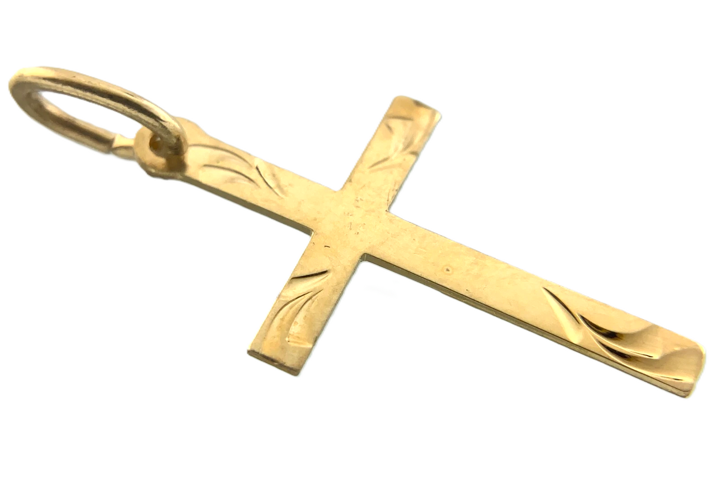 Cross Pendant 14K Yellow Gold Elegant Religious Charm AU031