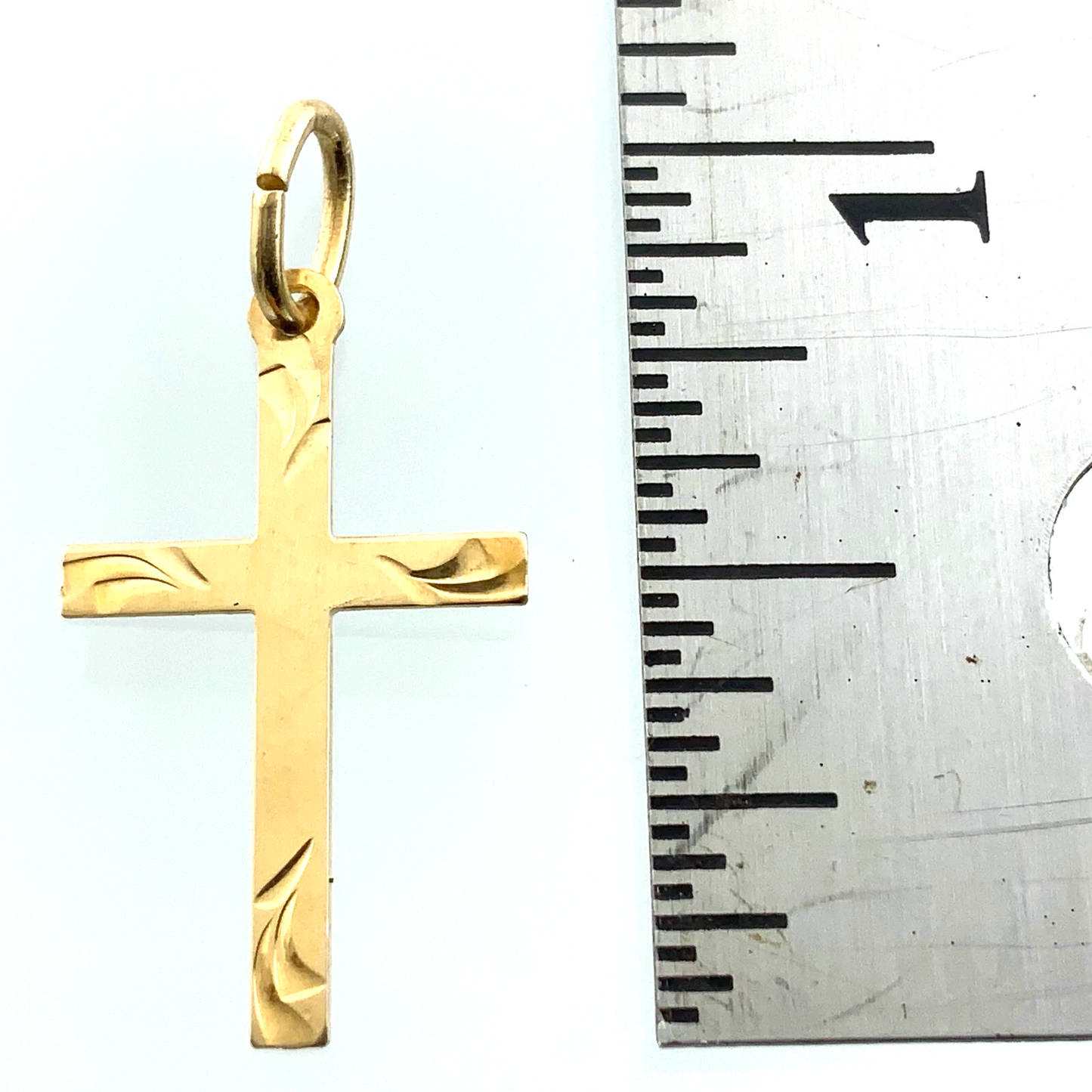 Cross Pendant 14K Yellow Gold Elegant Religious Charm AU031