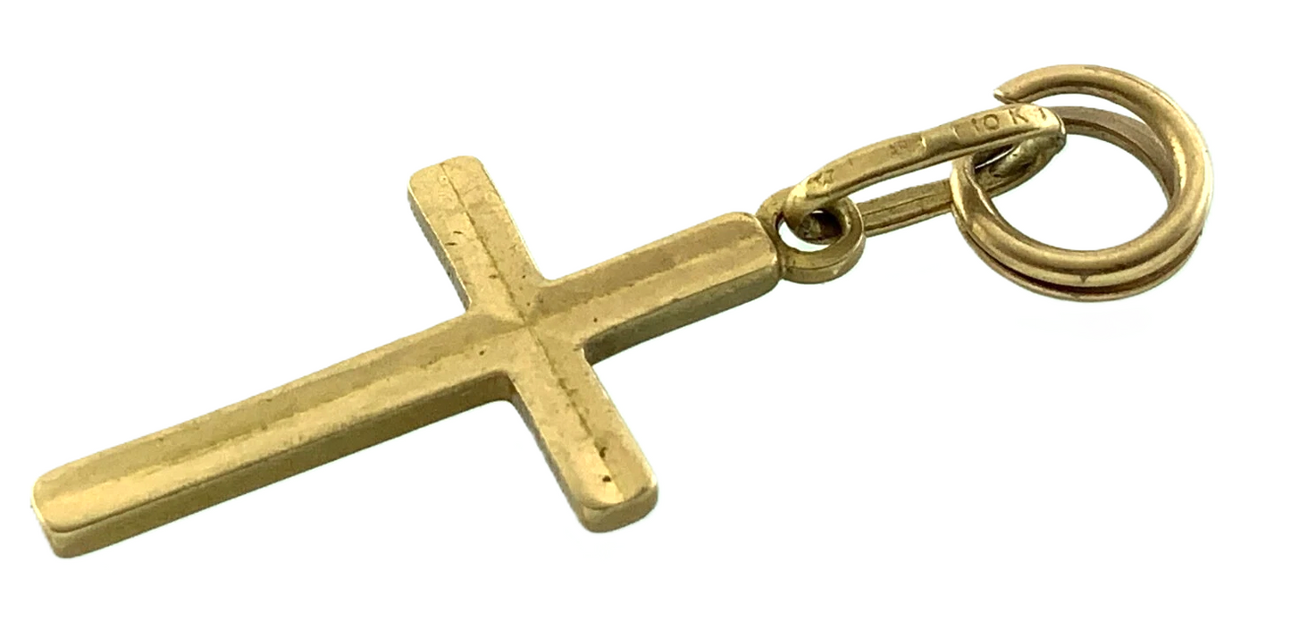 Cross Pendant 10K Yellow Gold Elegant Religious Charm AU038