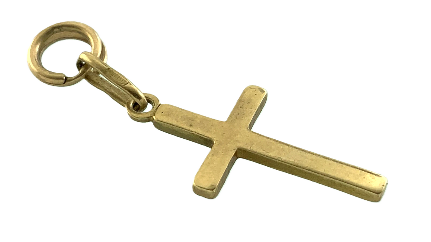 Cross Pendant 10K Yellow Gold Elegant Religious Charm AU038