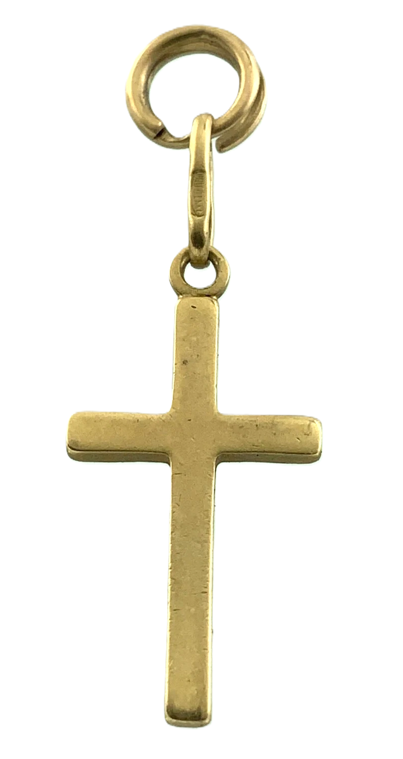 Cross Pendant 10K Yellow Gold Elegant Religious Charm AU038