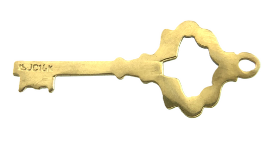 10K Yellow Gold Key Pendant Key To My Heart Charm AU044