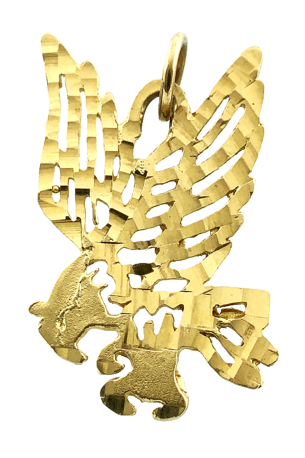 10K Yellow Gold Flying Eagle Pendant Charm AU057