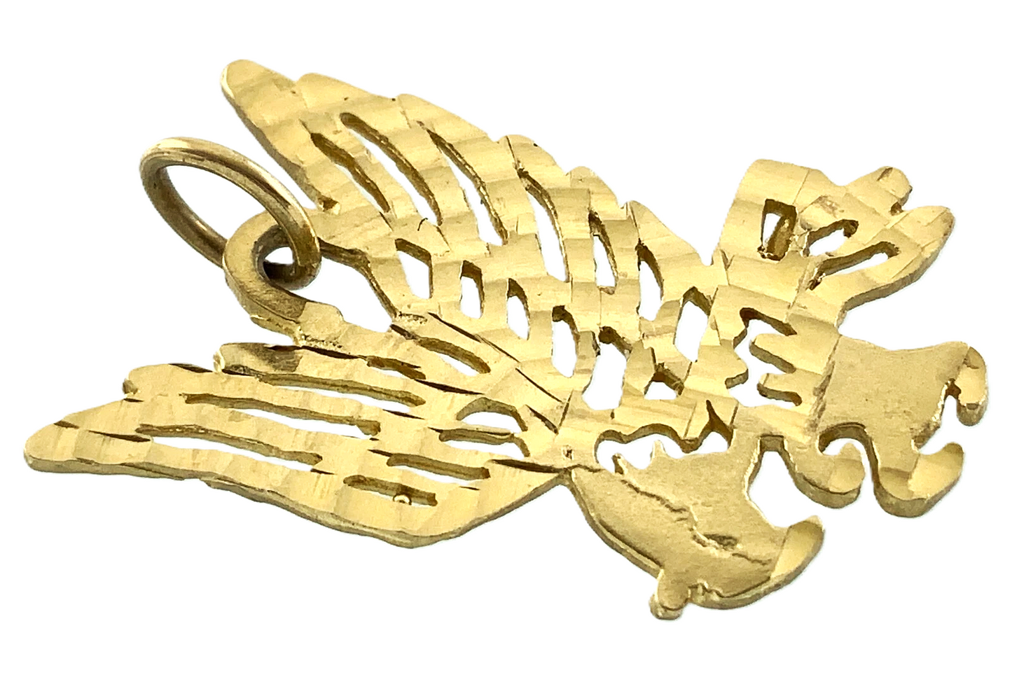 10K Yellow Gold Flying Eagle Pendant Charm AU057