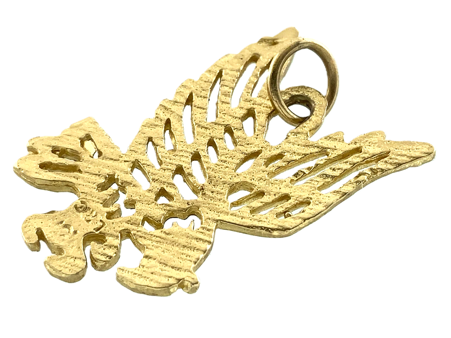 10K Yellow Gold Flying Eagle Pendant Charm AU057