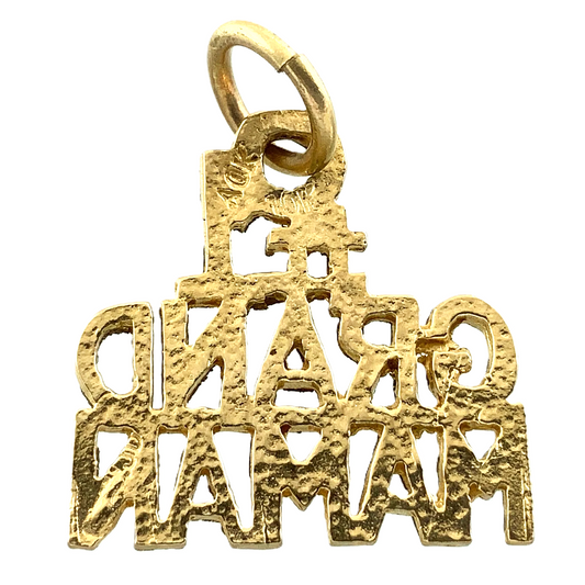 #1 Grand Maman 10K Yellow Gold Pendant Gift For Grandma Charm AU058