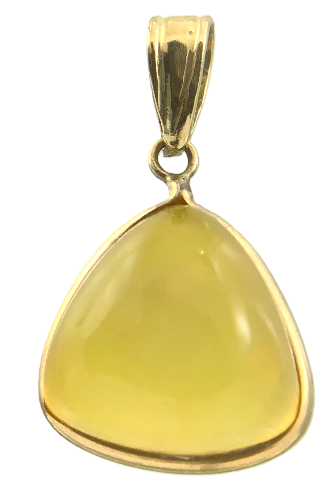 14K Yellow Gold Organic Shape Pendant Yellow Natural Stone Charm AU061