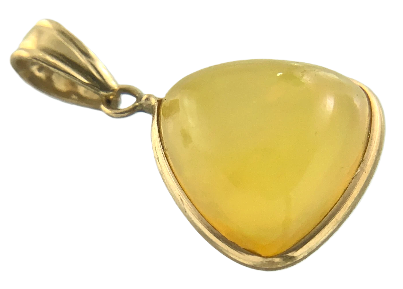 14K Yellow Gold Organic Shape Pendant Yellow Natural Stone Charm AU061