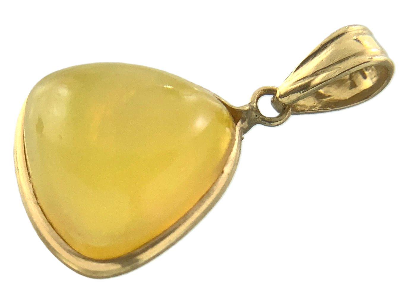 14K Yellow Gold Organic Shape Pendant Yellow Natural Stone Charm AU061