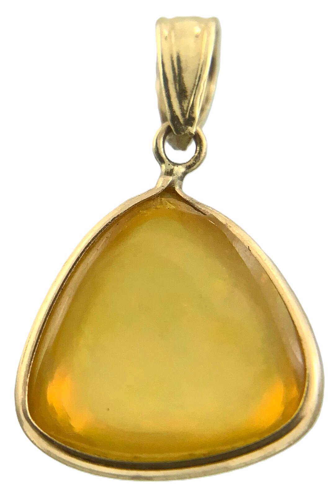 14K Yellow Gold Organic Shape Pendant Yellow Natural Stone Charm AU061