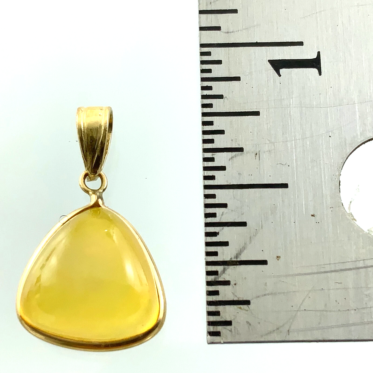 14K Yellow Gold Organic Shape Pendant Yellow Natural Stone Charm AU061