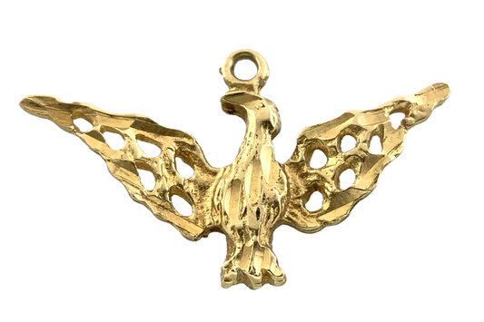 10K Yellow Gold Flying Eagle Pendant Bird Charm AU063
