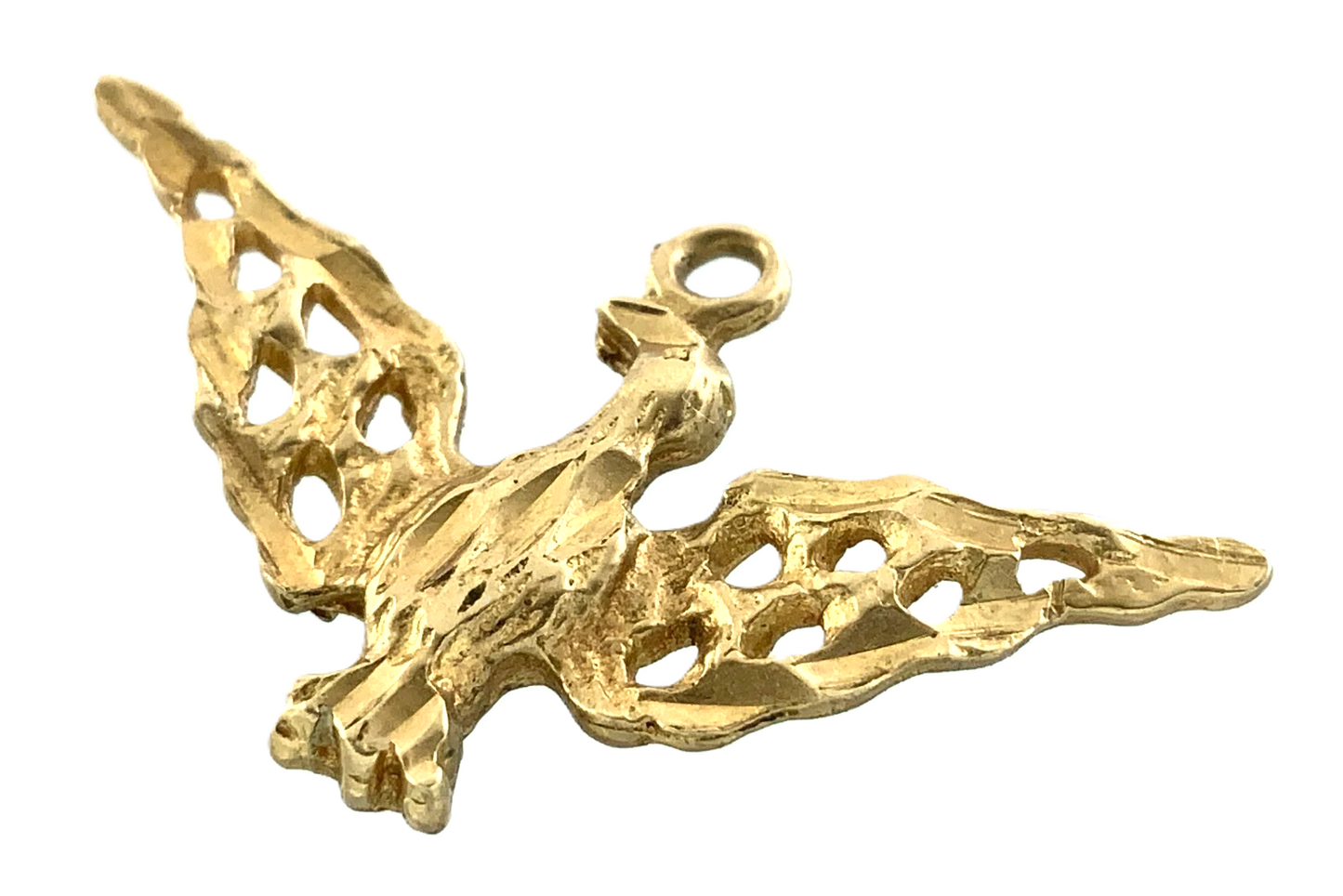 10K Yellow Gold Flying Eagle Pendant Bird Charm AU063