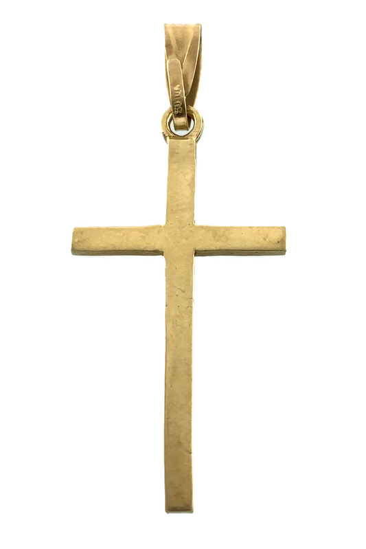 10K Yellow Gold Cross Pendant Simple Religious Charm AU067