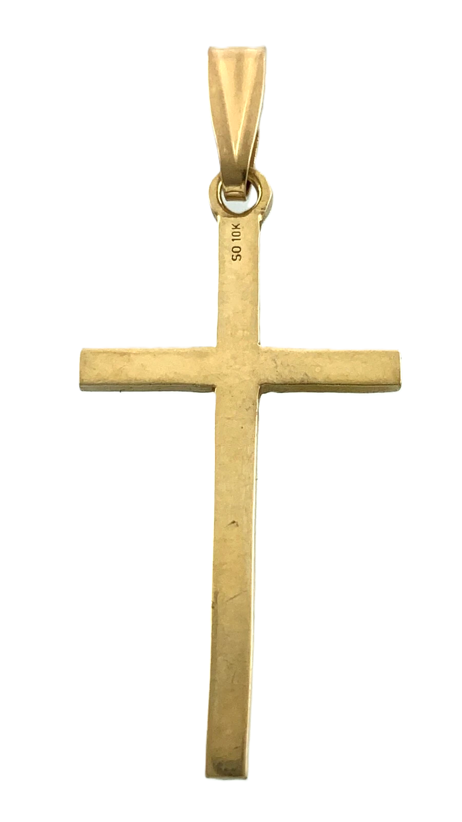 10K Yellow Gold Cross Pendant Simple Religious Charm AU067