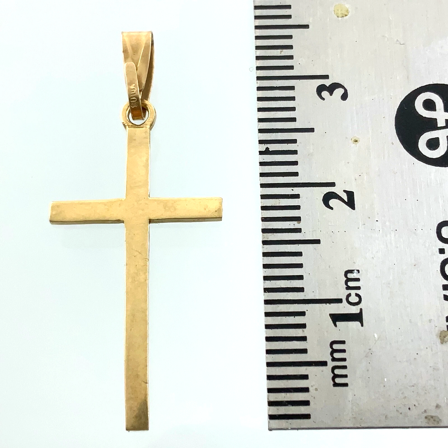 10K Yellow Gold Cross Pendant Simple Religious Charm AU067