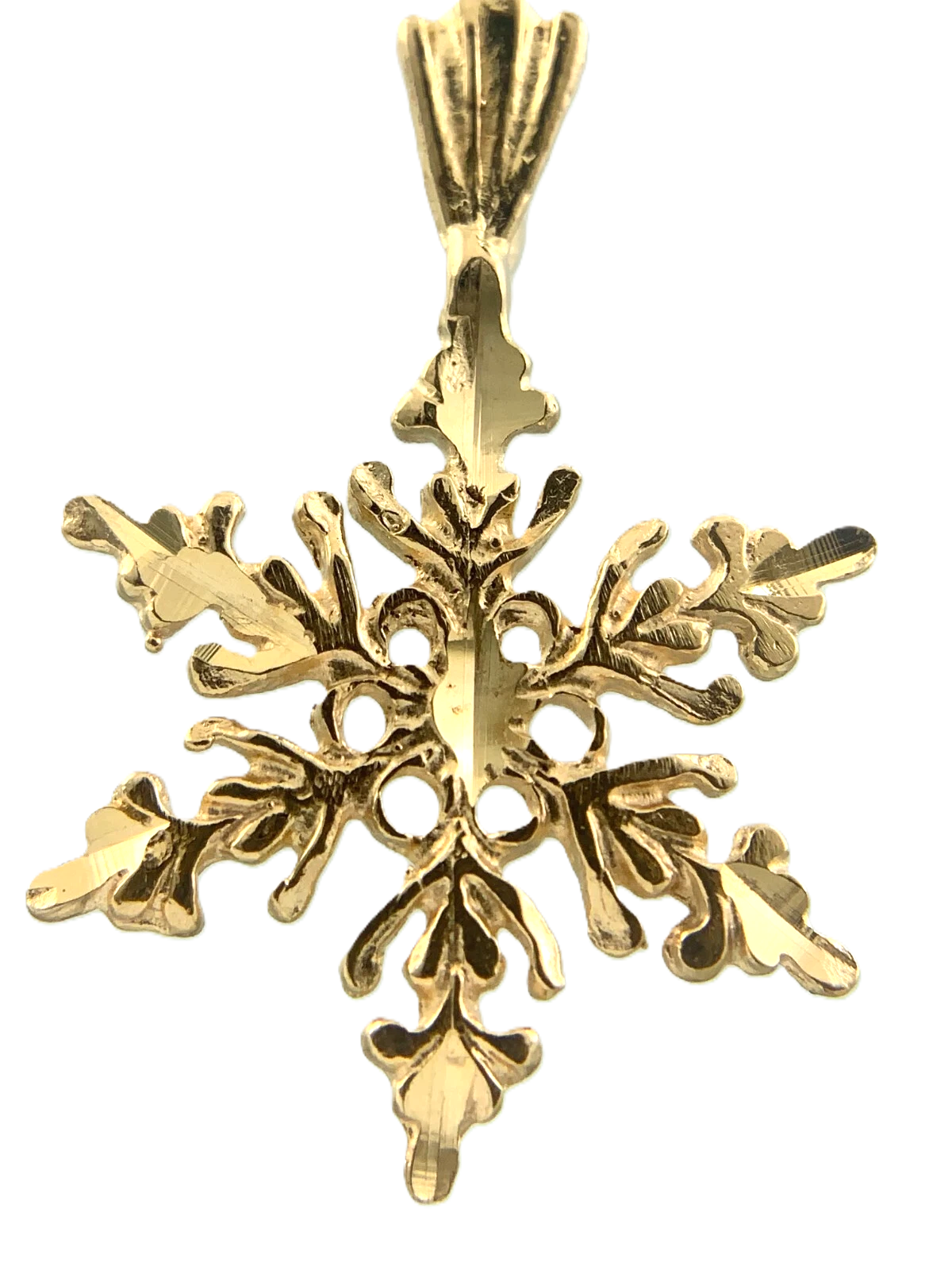 14K Yellow Gold Snowflake Pendant Beautiful Snow Frozen Charm AU068