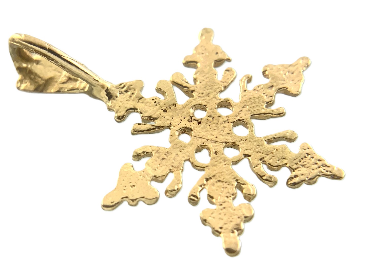 14K Yellow Gold Snowflake Pendant Beautiful Snow Frozen Charm AU068
