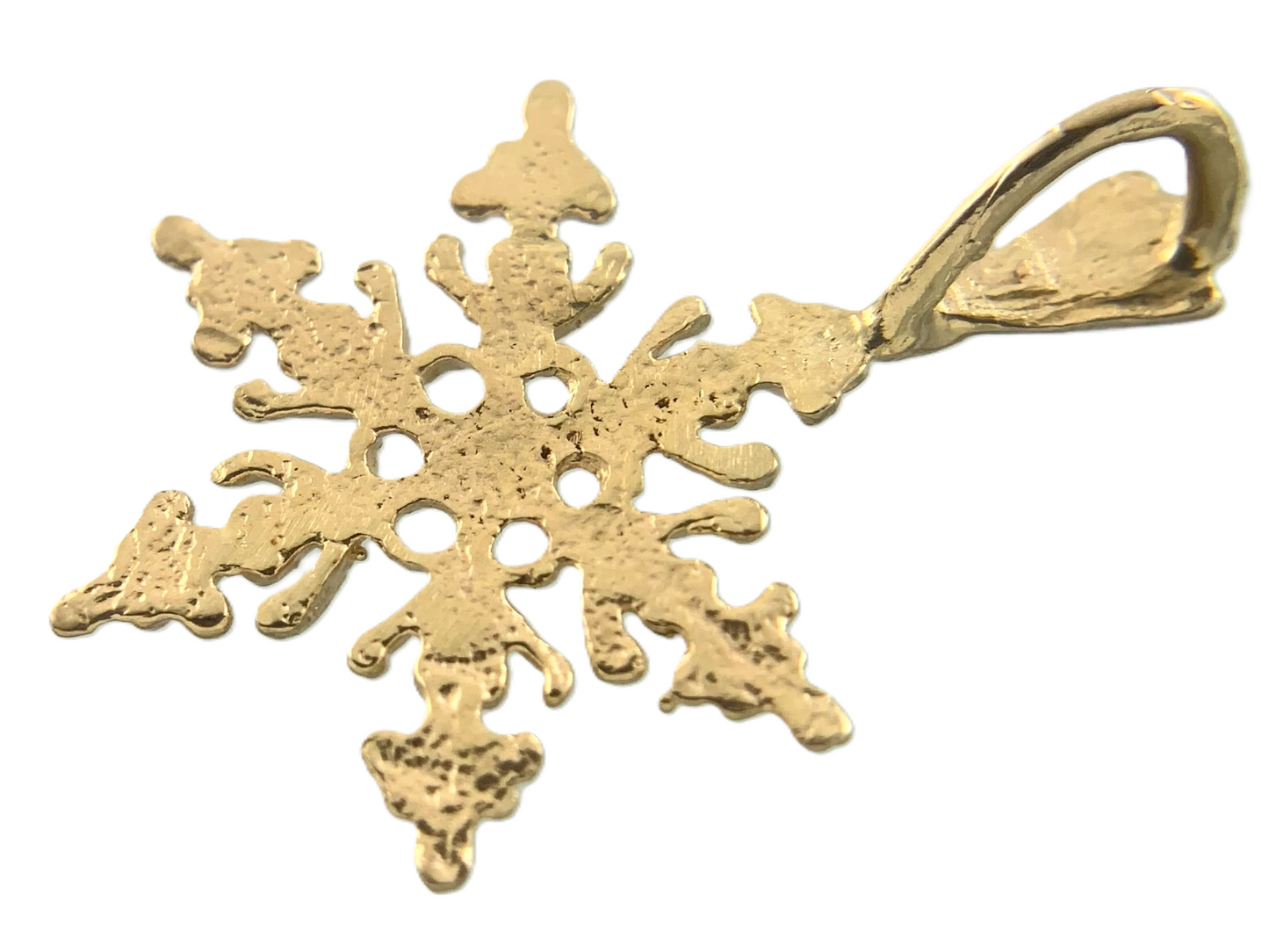 14K Yellow Gold Snowflake Pendant Beautiful Snow Frozen Charm AU068