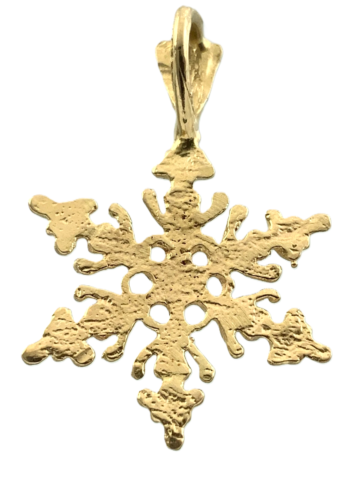 14K Yellow Gold Snowflake Pendant Beautiful Snow Frozen Charm AU068