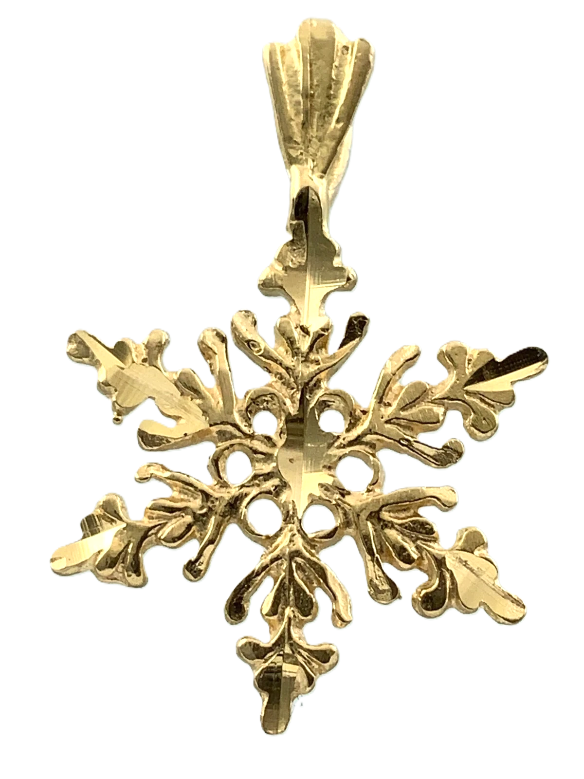 14K Yellow Gold Snowflake Pendant Beautiful Snow Frozen Charm AU068