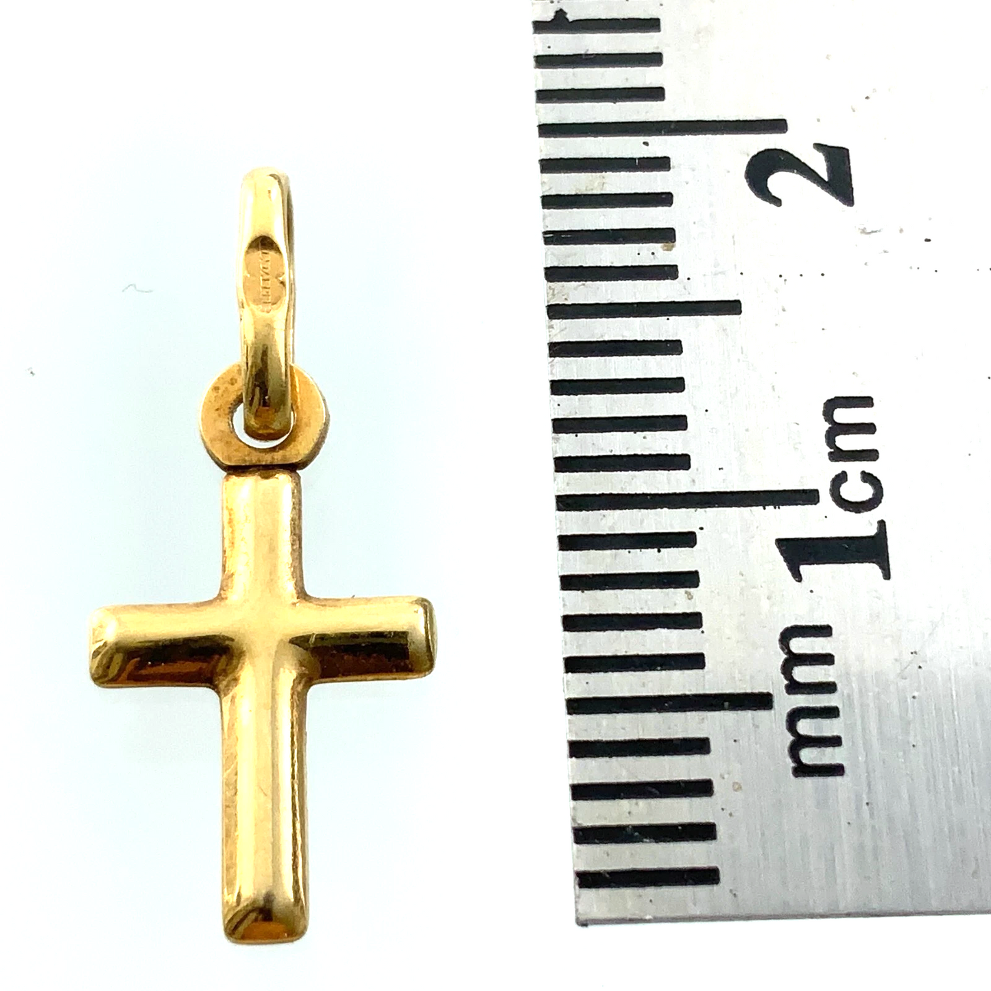 10K Yellow Gold Cross Pendant Simple Religious Charm AU069