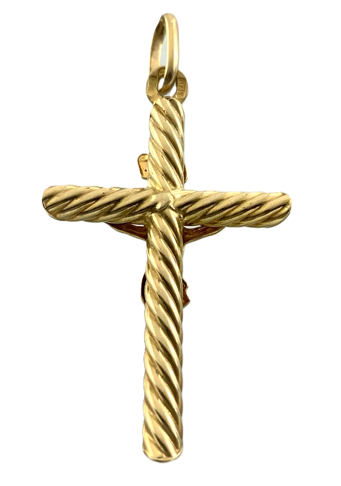 10K Yellow Gold Crucifix Pendant Jesus On The Cross Religious Charm AU070